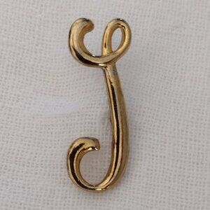 Vintage Gold Tone Metal Letter  " L " Lapel Pin
